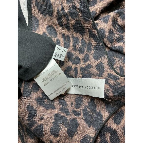 Rebecca Vallance Yasi Cutout Tiered Leopard-Print Linen-Blend Dress Brown 12 - Picture 3 of 3